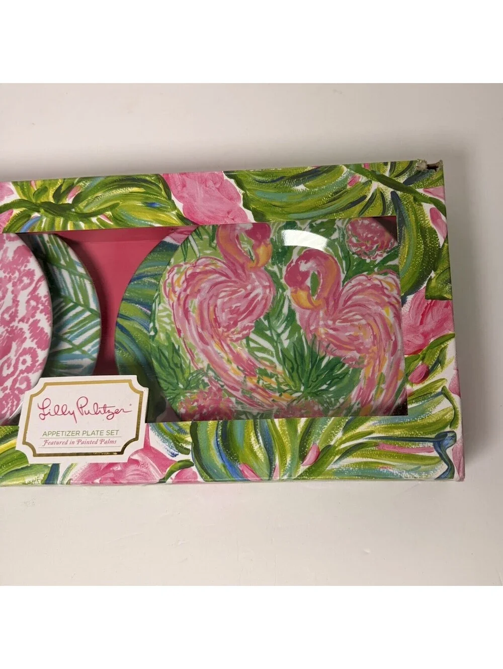Lilly Pulitzer Set Of 4 Appetizer Plates Painted Palms Design New In Box